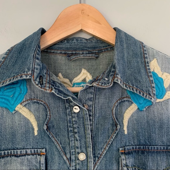 Embroidered and Screen Printed Denim Long Sleeve - Picture 16 of 16